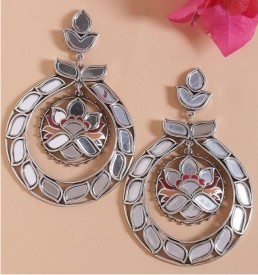 Thikri Chandbali Mirror Work Earrings